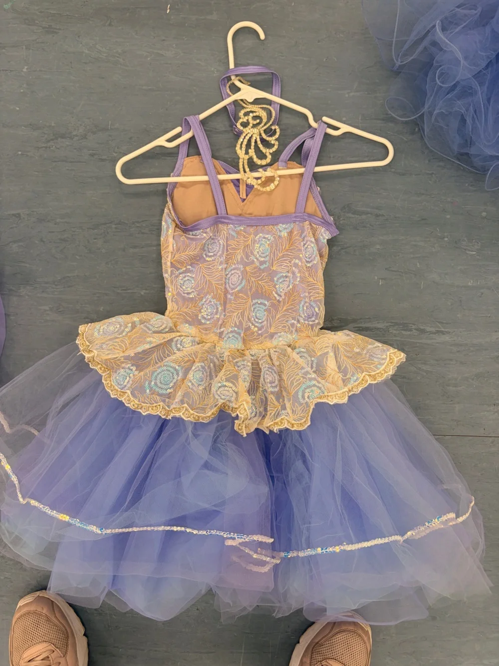 Purple and Gold Girls' Tulle Princess Costume Dance Dress